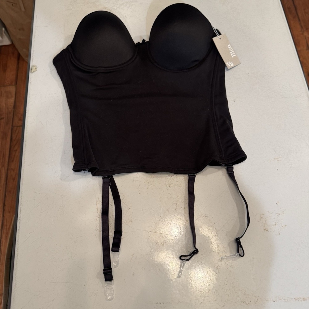 Va Bien 1503 Ultra Lift Hourglass Bustier with Garters 34 C Black‎ NEW